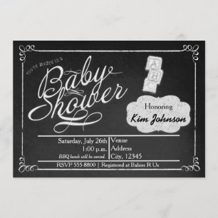 Vintage-Kreide-Baby-Shower-Schiefertafel-Einladung Einladung