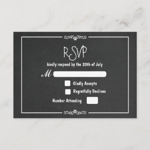 Vintage-Kreide-Ornament-Hochzeits-RSVP-Einladung RSVP Karte