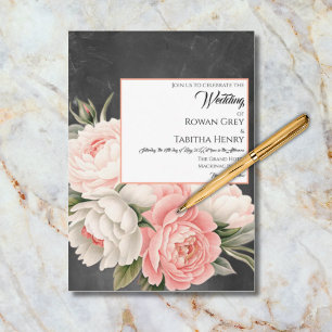 Vintage-Kreidetafel-Boho-Floralrosen-Hochzeit Einladung