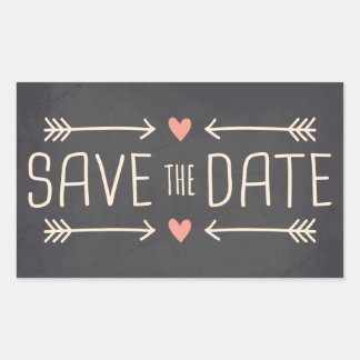 Vintage-Kreidetafel-Design für Save-the-Date Rechteckiger Aufkleber