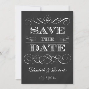 Vintage Kreidetafel Eleganter alter Stil - Heirats Save The Date