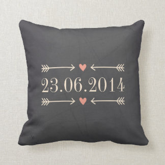 Vintage Kreidetafel-Hochzeitstagsdesign Kissen
