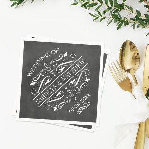 Vintage-Kreidetafel-Monogramm-Hochzeit Serviette