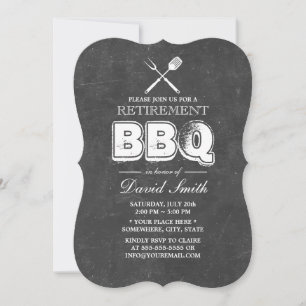 Vintage-Kreidetafel-Rentner-BBQ-Party Einladung
