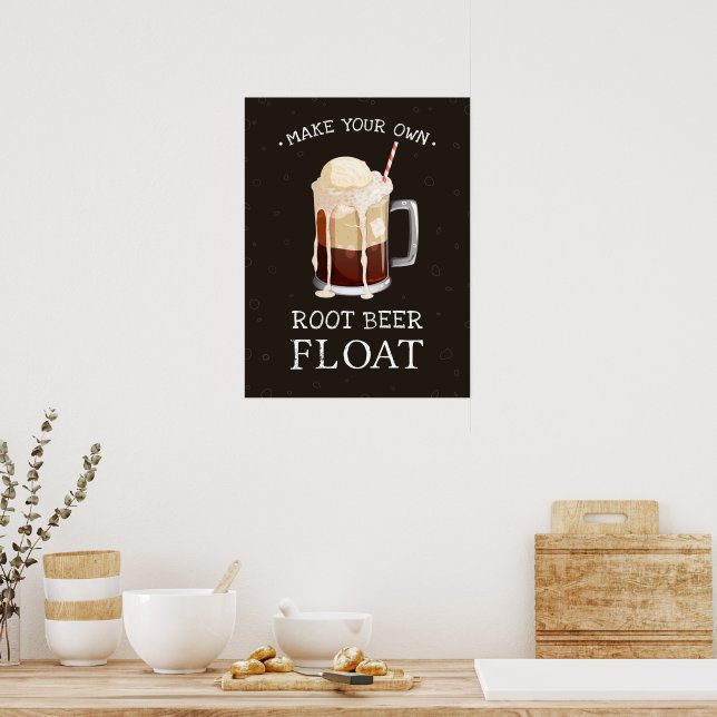 Vintage-Kreidetafel-Style-Root-Beer-Float-Kunst Poster (Küche)