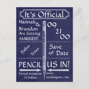 Vintage Kreidetafel-Style Save The Date / Einladun Ankündigungspostkarte
