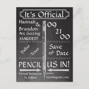 Vintage Kreidetafel-Style Save-The-Date / Einladun Ankündigungspostkarte