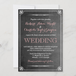 Vintage-Kreidetafel-viktorianische Hochzeitseinlad Einladung