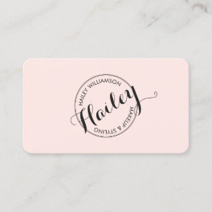 Vintage-Kreis-Stempel-Logo-Makeup-Artist-Pink Visitenkarte
