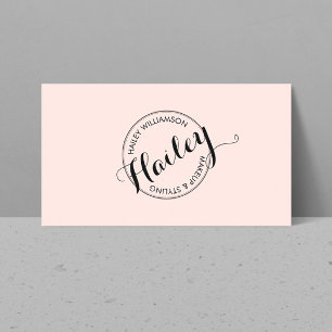 Vintage-Kreis-Stempel-Logo-Makeup und Beauty Rosa Visitenkarte