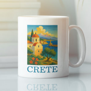 Vintage Kreta Griechenland Insel Kunst Reise Kaffeetasse