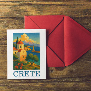Vintage Kreta Griechenland Insel Kunst Reise  Postkarte