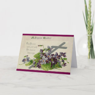 Vintage Kreuz mit Blumen Osterkarte Feiertagskarte