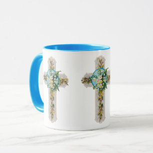 Vintage-Kreuz-und-Blumen-Tasse Tasse