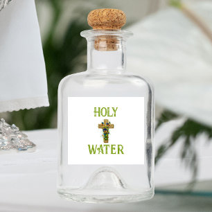 Vintage Kreuzblüten Heiligwasser Alkoholflaschenetikett