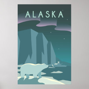 Vintage Kreuzfahrtlinie Alaska Glacier Travel Poster