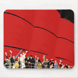 Vintage Kreuzfahrtpassagiere Abschied nehmen Mousepad