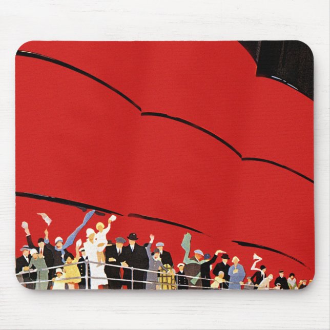 Vintage Kreuzfahrtpassagiere Abschied nehmen Mousepad (Vorne)