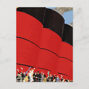 Vintage Kreuzfahrtpassagiere Abschied nehmen Postkarte