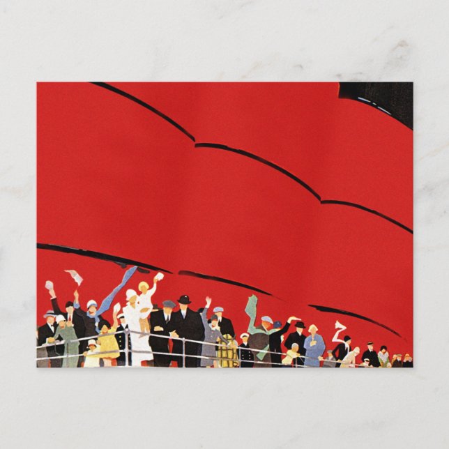 Vintage Kreuzfahrtpassagiere Abschied nehmen Postkarte (Vorderseite)