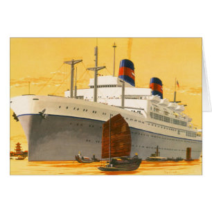 Vintage-Kreuzfahrtschiff in den Orient mit Dschunk