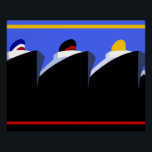 Vintage Kreuzfahrtschiffe Art Deco Poster<br><div class="desc">Mit dieser atemberaubenden Vintagen Reproduktion eines Kreuzfahrtschiffes an Bord für eine Reise in die Vergangenheit! Dieses ikonische Retro-Reiseplakat ist ein Werk des WPA-Programms des Bundesstaatlichen Kunstprojekts, das 1937 vom Künstler Jack Rivolta entworfen wurde. Das Grafikdesign zeichnet sich durch eine Reihe von Vintagen Ozeanverkleidungen im Hafen vor tiefblauem Hintergrund aus. Ursprünglich...</div>