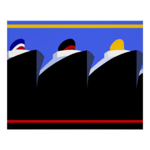 Vintage Kreuzfahrtschiffe Art Deco Poster