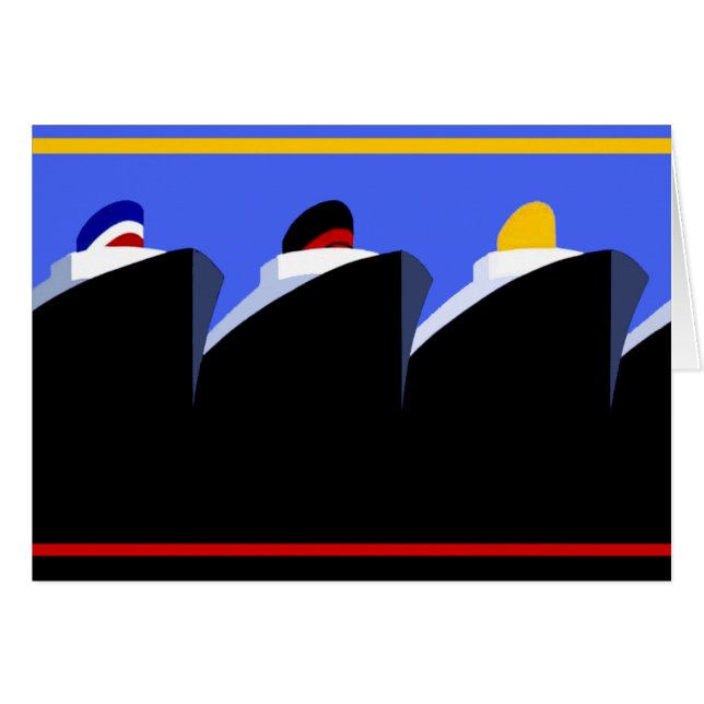 Vintage Kreuzfahrtschiffe Art Deco Poster (Vorderseite (Horizontal))