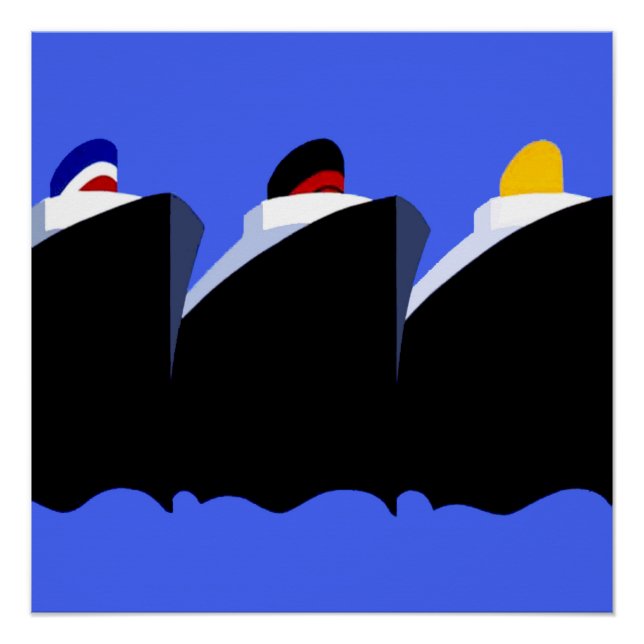 Vintage Kreuzfahrtschiffe Art Deco Poster (Vorderseite)