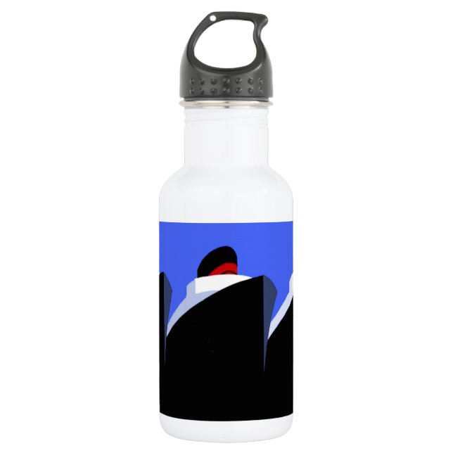 Vintage Kreuzfahrtschiffe Art Deco Poster Edelstahlflasche (Vorderseite)