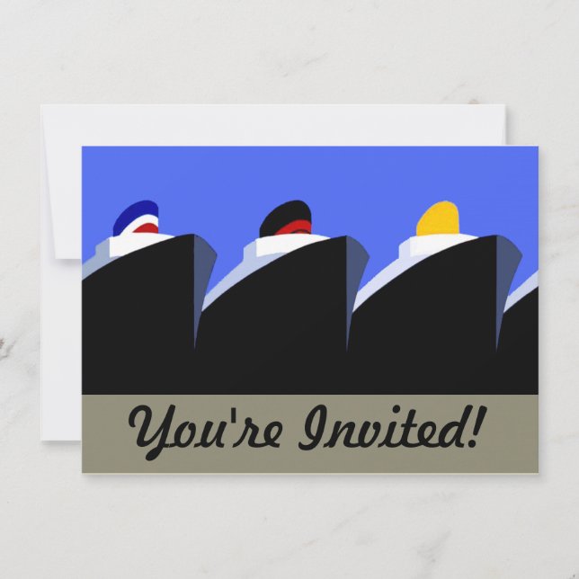 Vintage Kreuzfahrtschiffe Art Deco Poster Einladung (Vorderseite)