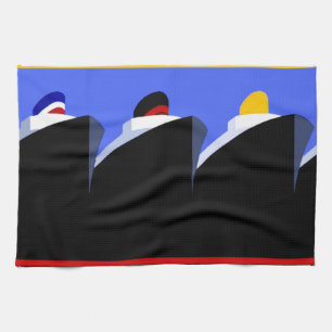Vintage Kreuzfahrtschiffe Art Deco Poster Küchentuch