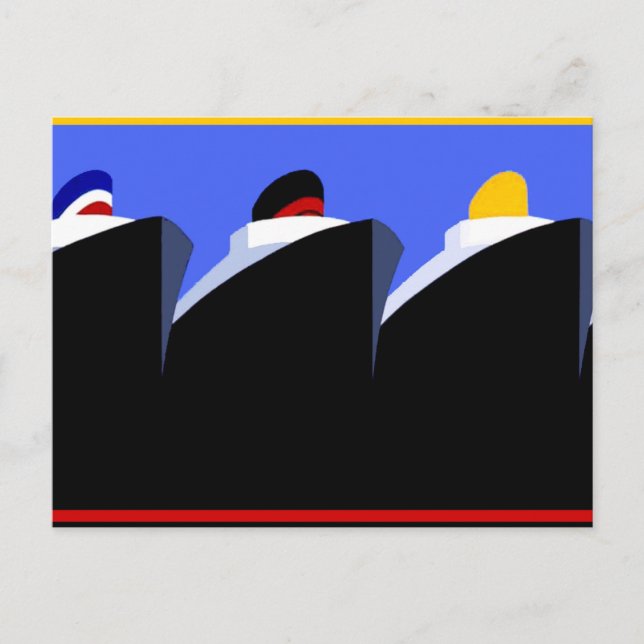 Vintage Kreuzfahrtschiffe Art Deco Poster Postkarte (Vorderseite)