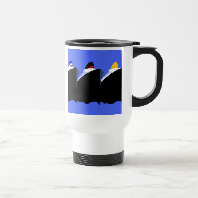 Vintage Kreuzfahrtschiffe Art Deco Poster Reisebecher (Rechts)