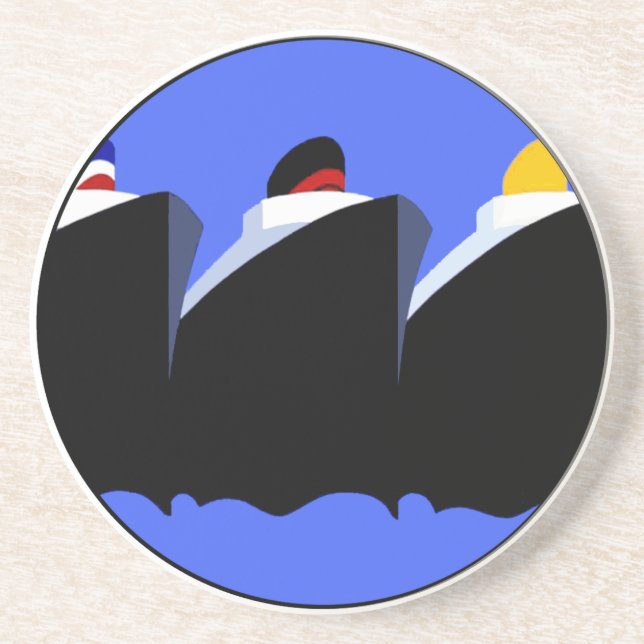 Vintage Kreuzfahrtschiffe Art Deco Poster Sandstein Untersetzer (Vorne)