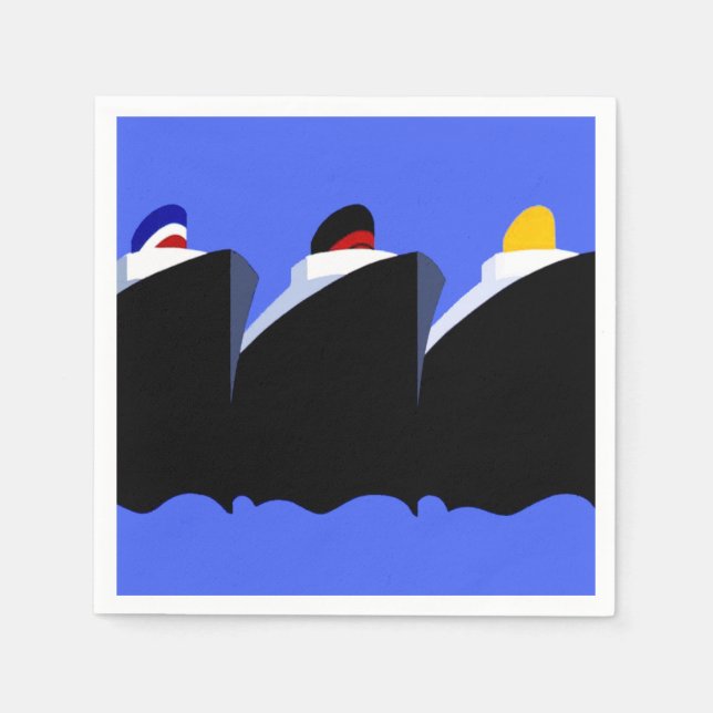 Vintage Kreuzfahrtschiffe Art Deco Poster Serviette (Vorderseite)