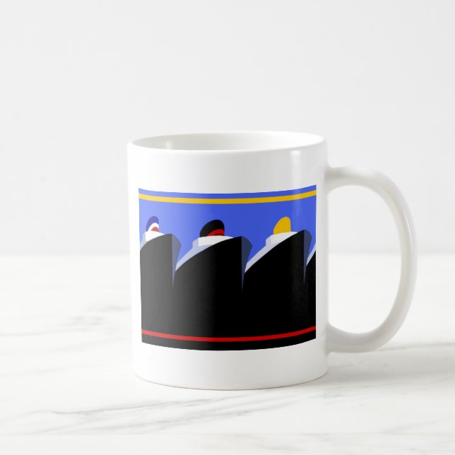 Vintage Kreuzfahrtschiffe Art Deco Poster Tasse (Rechts)