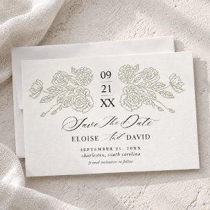 Vintage Kreuzstich Florale Hochzeits-Erbstück-Hoch Save The Date