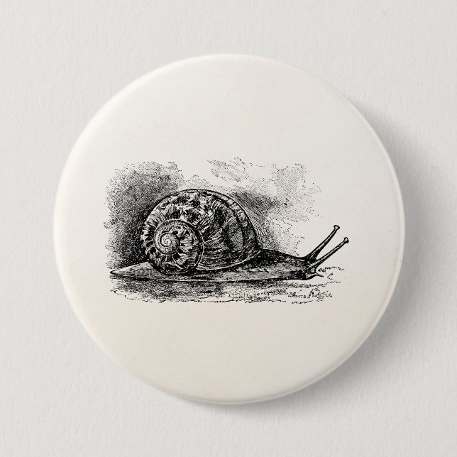 Vintage kriechende Schnecke-antike Schablone Button (Vorderseite)