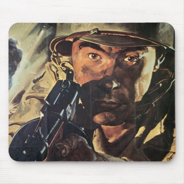 Vintage Kriegs-Plakat-Mausunterlage Mousepad (Vorne)