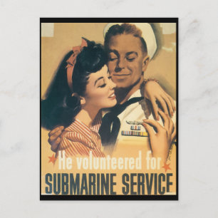 Vintage Kriegs-Postkarten, U-Boot-Dienst Postkarte