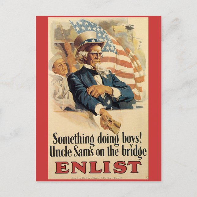Vintage Kriegs-Postkarten, Vintager Uncle Sam Postkarte (Vorderseite)