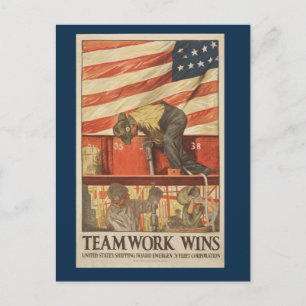 Vintage-Kriegs-Teamarbeitspostkarte Postkarte