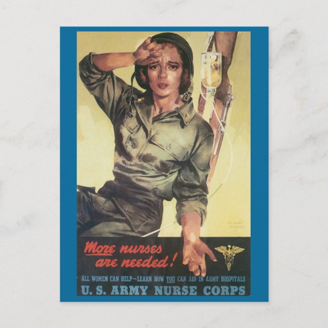 Vintage Kriegspostkarten, Krankenschwestern werden Postkarte (Vorderseite)