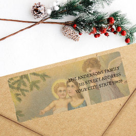 Vintage Krippe Mary Jesus Angels Label