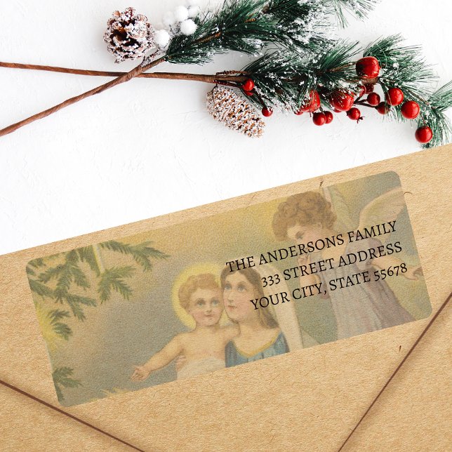 Vintage Krippe Mary Jesus Angels Label (Von Creator hochgeladen)