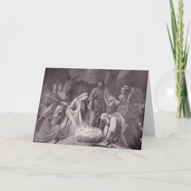 Vintage Krippenkarte Feiertagskarte (Vorderseite)