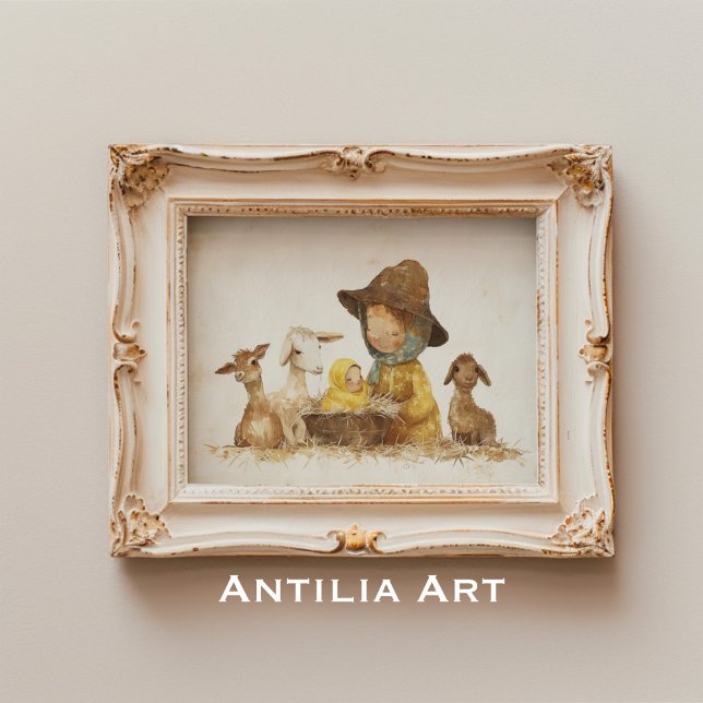 Vintage Krippenmalerei Mama mit Baby Poster (Von Creator hochgeladen)