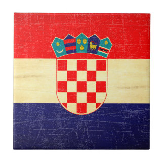 Vintage kroatische Flagge gealtert Fliese