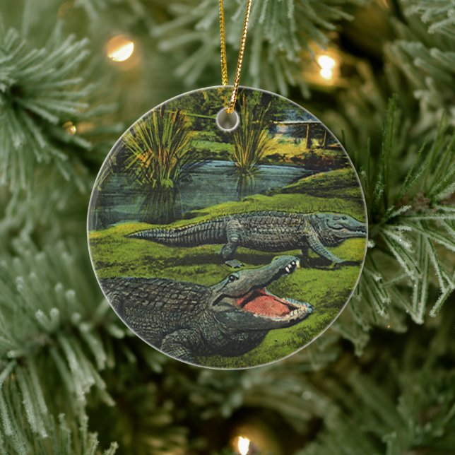 Vintage Krokodile, Meereslebewesen Reptilien Keramik Ornament (Baum)